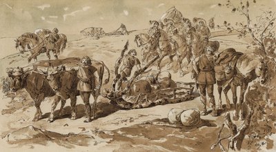 牛が描いたそりと原始的な時間で馬を詰める 作： Armand Jean Heins