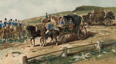 Postilions、馬車および郵便コーチ、オランダ、19世紀 作： Armand Jean Heins