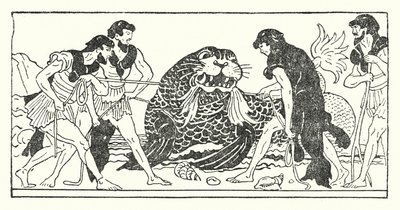 海神プロテウスを捕まえようとするメネラウスとその仲間たち（リソ） 作： Armand Joseph Bonamy
