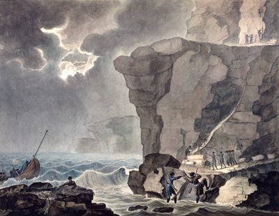 ビヴィルの断崖でのカドゥダル事件における共謀者の着陸...」、1771-1847 作： Armand Jules Marie Heraclius de Polignac