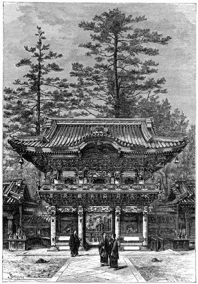 四竜神殿のポルティコ日光東照宮、日光、日本、1895年。 作： Armand Kohl