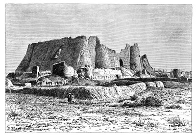 荒廃したベラミンの要塞、ペルシャイラン、1895年。 作： Armand Kohl