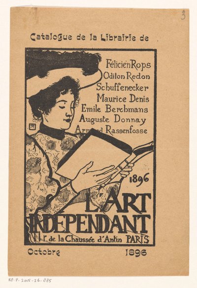 帽子をかぶった読書女性 作： Armand Rassenfosse