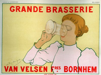 Mulher bebendo cerveja, propaganda da brasserie Van Velsen, final do século XIX (cartaz) 作： Armand Rassenfosse