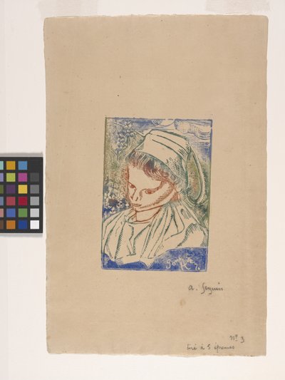 Bretonne De Pont-Aven (Pont-Aven のブルトンの女性) (木版画に人形彩色) 作： Armand Séguin
