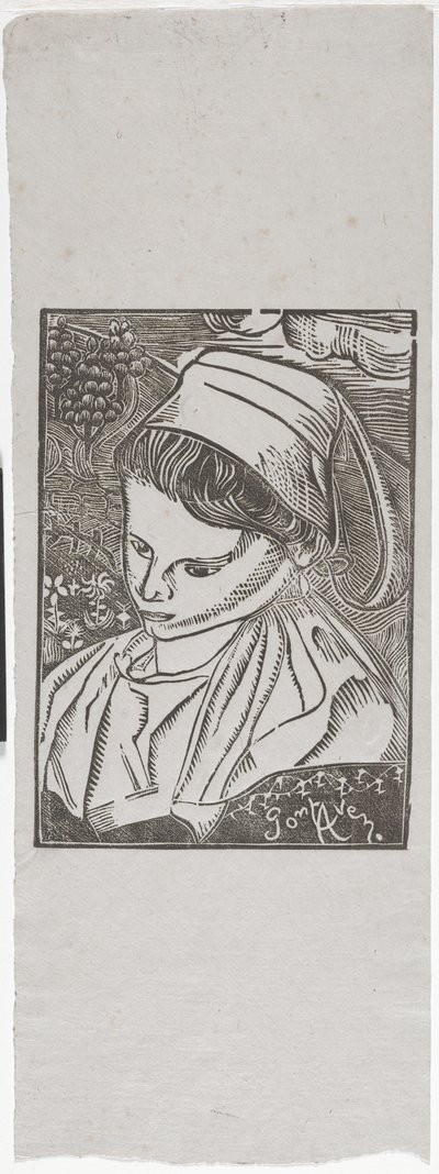 Bretonne de Pont-Aven（Pont-Avenのブルトンの女性）c.1896（木版画） 作： Armand Séguin