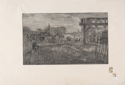 La Gare de Valmondois (ヴァルモンドワ駅) 1893 (エッチング & ルーレット) 作： Armand Séguin
