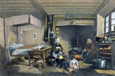 Royat の農民の家のインテリア 作： Armand Theophile Cassagne