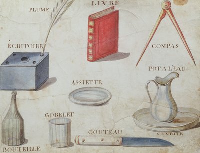 「1814年のフランスのアルファベットの本」からのイラスト、パブ。チャールズプラントファインアーツ、1814年 作： Arnaud de Beauregard