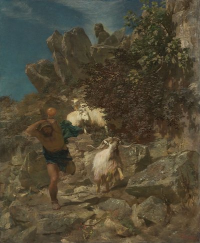 パンが羊飼いを恐怖に陥れる 作： Arnold Böcklin