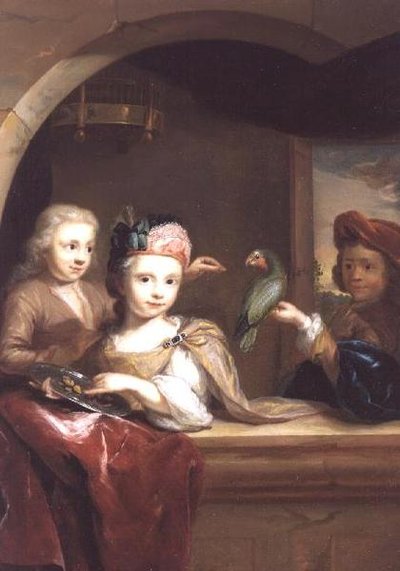オウムと3人の子供 作： Arnold Boonen