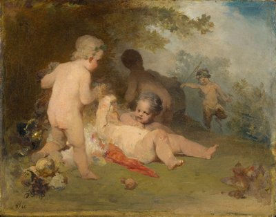 フォレストグレンのプッティと若いサテュロス 作： Arnold Böcklin