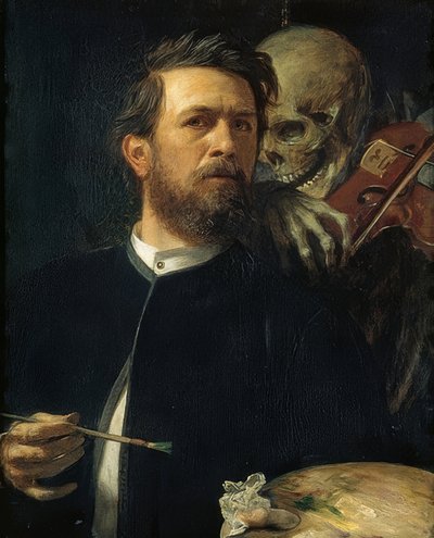 死をいじる自画像。 1872 作： Arnold Böcklin