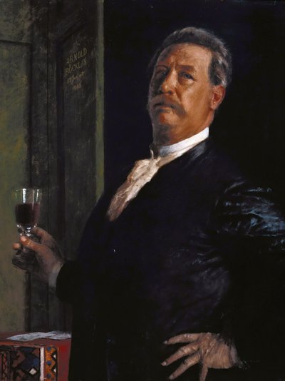 ワイングラスの自画像、1885年。 作： Arnold Böcklin