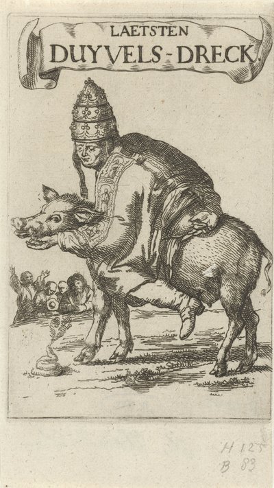 豚の教皇 タイトルページ: J. Lydius、Laetsten duyvels-dreck、1687 作： Arnold Houbraken