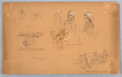 建築と人物のスケッチ 作： Arnold William Brunner