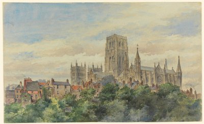 ドローイング、ダラム大聖堂の眺め、1883年 作： Arnold William Brunner