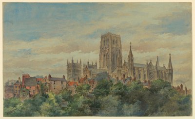 ドローイング、ダラム大聖堂の眺め、1883年 作： Arnold William Brunner
