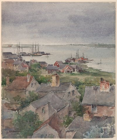 ナンタケット島の海岸沿いの家 作： Arnold William Brunner