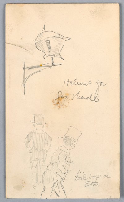 イートンのヘルメットと男性のスケッチ 作： Arnold William Brunner