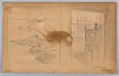 風景と階段のスケッチ 作： Arnold William Brunner