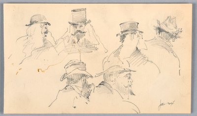 男性の頭のスケッチ 作： Arnold William Brunner