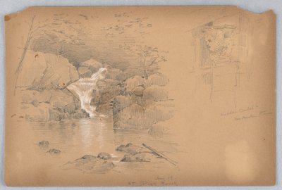 2 つのスケッチ、ハンチと滝 作： Arnold William Brunner