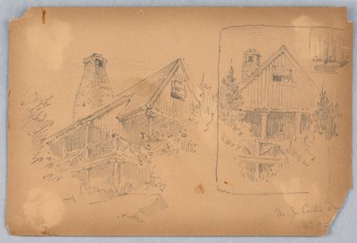 コテージの 2 つのスケッチ 作： Arnold William Brunner
