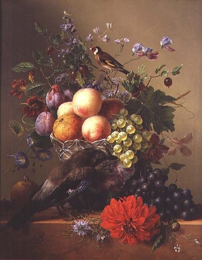 果物と花のある静物画 作： Arnoldus Bloemers