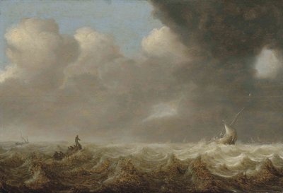 オランダ語：荒天の船 荒海の漁船 作： Arnoldus van Anthonissen