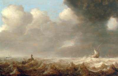 荒れた海の漁船 作： Arnoldus van Anthonissen