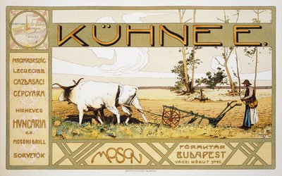 1899年のクニー農業メーカーの広告ポスターの複製 作： Arpad Basch