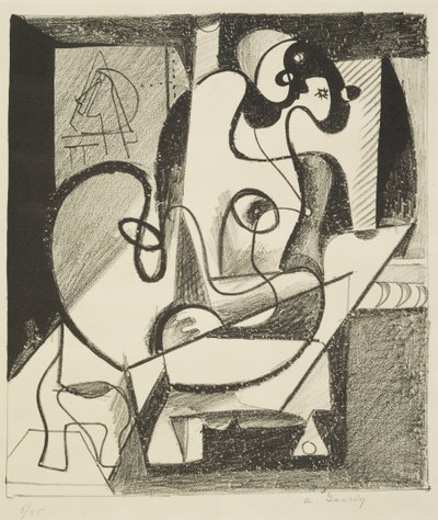 画家とモデル 作： Arshile Gorky