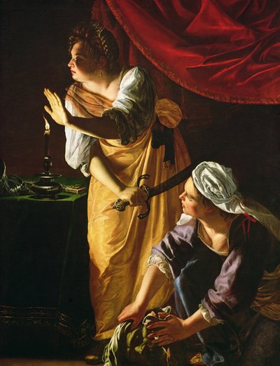 ジュディスと乙女、ホロフェルネスの頭、1625年頃 作： Artemisia Gentileschi