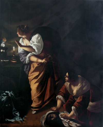 ジュディスと彼女のメイドアブラとホロフェルネスの頭、c。 1647-1648 作： Artemisia Gentileschi
