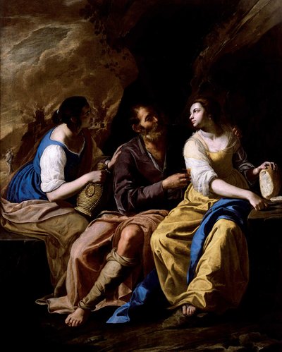 ロトと娘たち、1635～1637年頃。 作： Artemisia Gentileschi