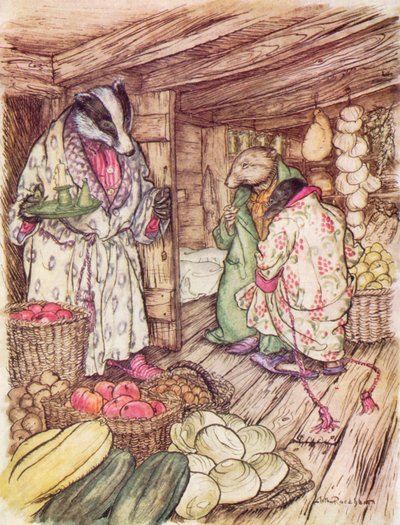 ケネス・グレアム作『柳に風』の挿絵（カラーリトグラフ） 作： Arthur (after) Rackham