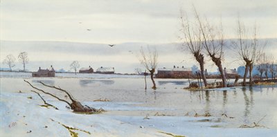 氾濫した川のある冬の風景、1889年（WC） 作： Arthur Anderson Fraser