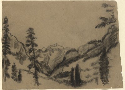 モミの木のある山の風景 作： Arthur B. Davies