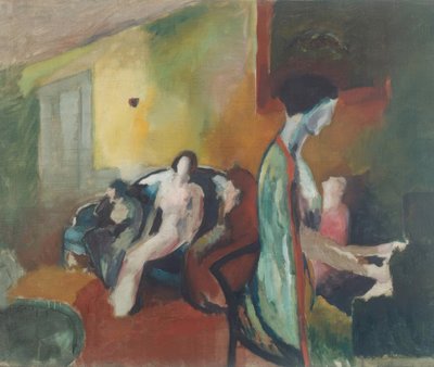 ピアノを弾く女性のいるインテリア 作： Arthur Beecher Carles