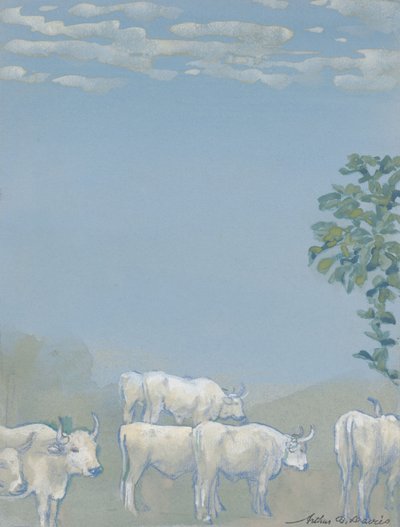 牛のいる風景 作： Arthur Bowen Davies