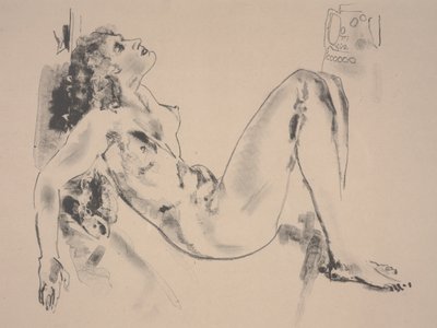 リクライニング・ヌード（リトグラフ 作： Arthur Bowen Davies