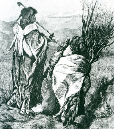 Hiawatha and Minne-Ha-Ha, engraved by Joseph Swain (1820-1909) 1870 (carving) (bw photo) 作： Arthur Boyd (after) Houghton