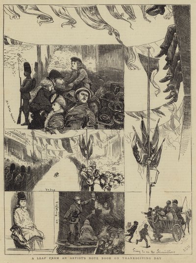 感謝祭のアーティストのメモ帳からの葉っぱ 作： Arthur Boyd Houghton