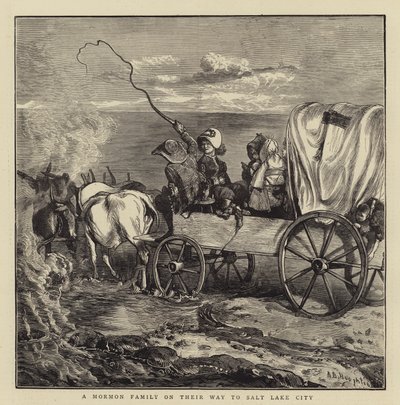 ソルトレイクシティに向かう途中のモルモンの家族 作： Arthur Boyd Houghton