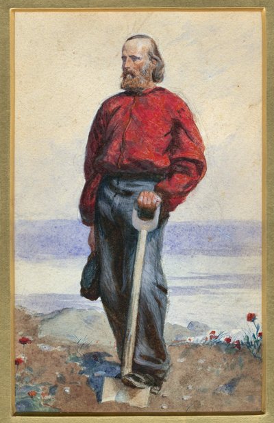 Giuseppe Garibaldi at the Capri Island - Oeuvre de Arthur Boyd Houghton(1836-1875) - 1860 - 紙に水彩画 - 25,5x18 - 個人蔵 作： Arthur Boyd Houghton