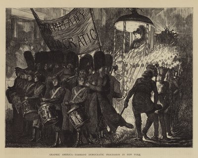 グラフィックアメリカ、ニューヨークのタンマニー民主的行列 作： Arthur Boyd Houghton