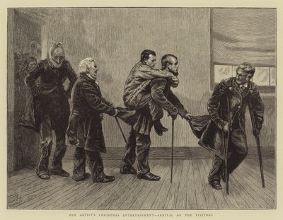 私たちのアーティストのクリスマスエンターテイメント、訪問者の到着 作： Arthur Boyd Houghton