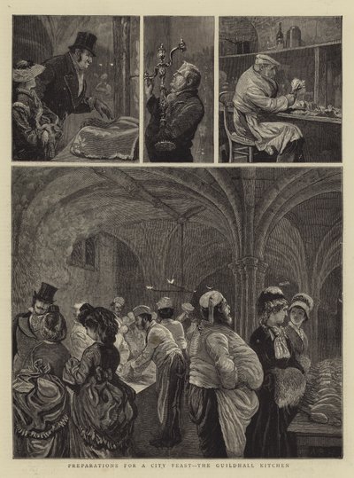 都市のごちそう、ギルドホールキッチンの準備 作： Arthur Boyd Houghton