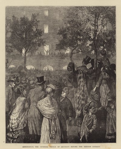 ドイツ大使館前のドイツ皇太子のセレナーデ 作： Arthur Boyd Houghton